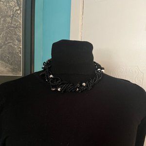 Black Coiled Beaded Necklace